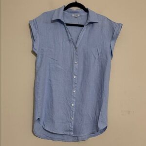 Rosemarine Women's Light Blue Button-Up Top blouse M casual linen vacation beach